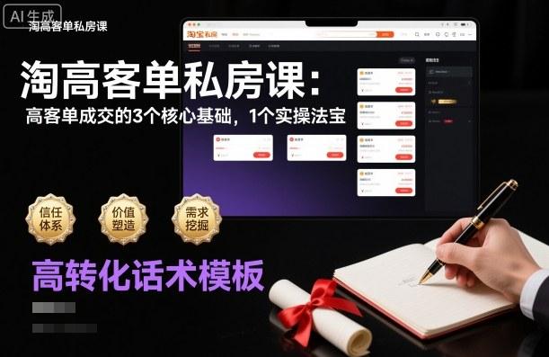 淘高客单私房课：高客单成交的3个核心基础，1个实操法宝-三零资源