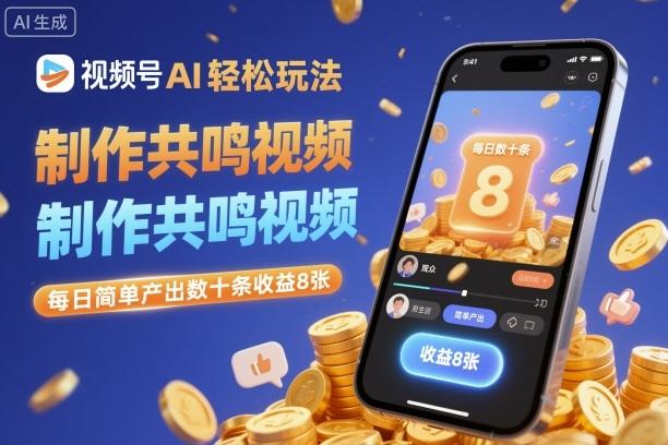 视频号AI轻松玩法,制作共鸣视频,每日简单产出数十条收益8张-三零资源