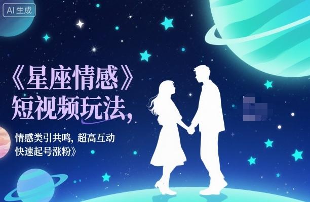 星座情感短视频玩法,情感类引共鸣,超高互动,快速起号涨粉-三零资源