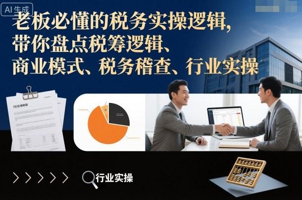 老板必懂的税务实操逻辑，带你盘点税筹逻辑、商业模式、税务稽查、行业实操-三零资源