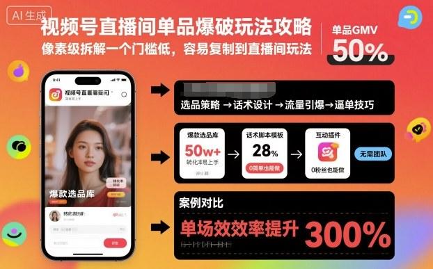 视频号直播间单品爆破玩法攻略,像素级拆解一个门槛低,容易复制到直播间玩法-三零资源
