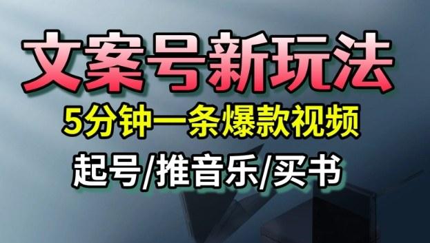 文案号新玩法,5分钟一条爆款视频,流量高,起号快,多方位变现-三零资源