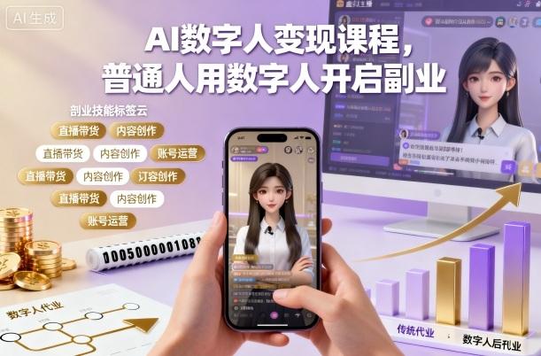 AI数字人变现课程，普通人用数字人开启副业-三零资源