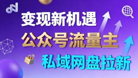 公众号流量主+私域网盘拉新，多方式变现，简单易上手，当天就有收益-三零资源