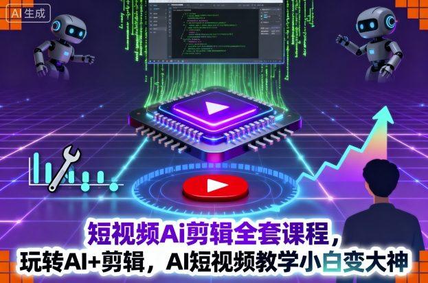 短视频Ai剪辑全套课程，玩转AI+剪辑，AI短视频教学小白变大神-三零资源
