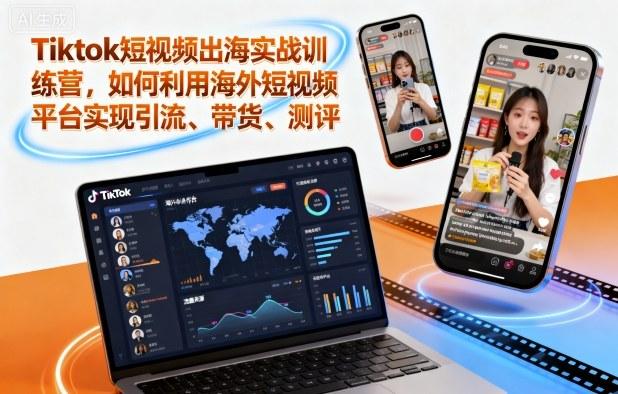 Tiktok短视频出海实战训练营,如何利用海外短视频平台实现引流、带货、测评-三零资源