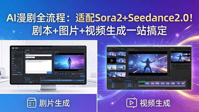 AI漫剧全流程:适配Sora2+Seedance2.0!剧本+图片+视频生成一站搞定-三零资源
