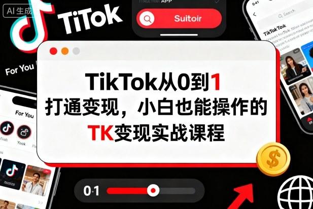 TikTok从0到1打通变现，小白也能操作的TK变现实战课程-三零资源