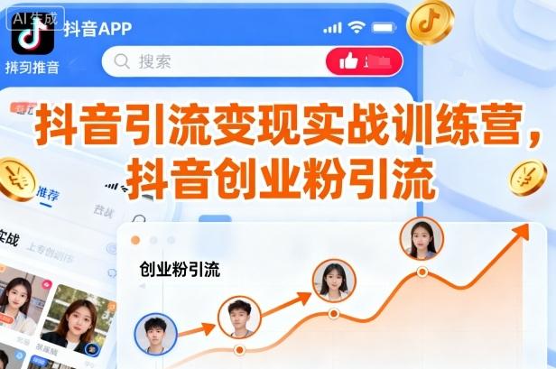抖音引流变现实战训练营,抖音创业粉引流-三零资源