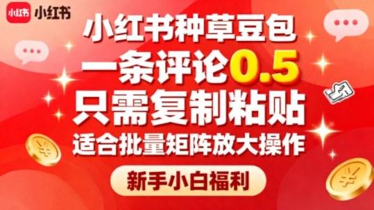 小红书种草豆包,一条评论0.5,只需复制粘贴,适合批量矩阵放大操作,新手小白福利-三零资源