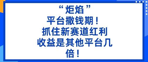 “炬焰”:平台撒钱期!抓住新赛道红利,5分钟二创内容,收益是其他平台几倍!-三零资源