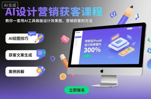 AI设计营销获客课程,教你一套用AI工具做画设计效果图,营销获客的方法-三零资源