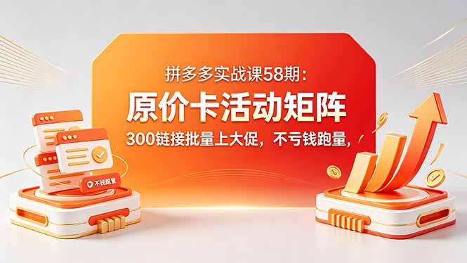 拼多多实战课58期:原价卡活动矩阵,300链接批量上大促,不亏钱跑量-三零资源