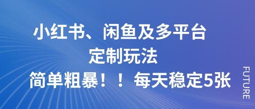 小红书、闲鱼及多平台定制玩法简单粗暴!每天稳定5张-三零资源