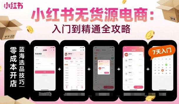 小红书无货源电商,入门到精通,开店+选品+笔记+剪辑+赛道+内容-三零资源