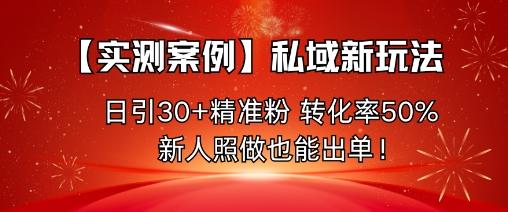 【实测案例】私域新玩法,日引30+精准粉,转化率50%,新人照做也能出单!-三零资源