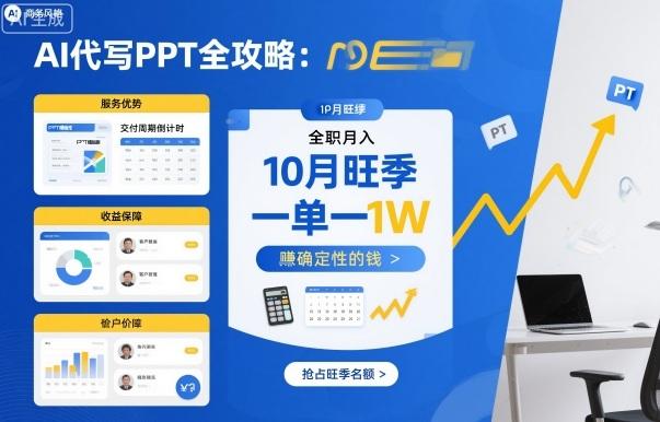 AI代写PPT全攻略,10月旺季,一单一结,全职月入1W,賺确定性的钱-三零资源