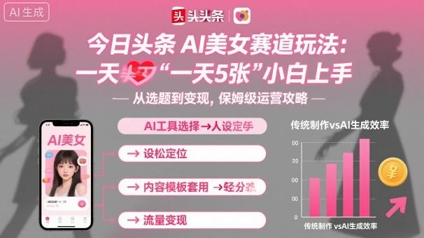 今日头条AI美女赛道玩法,一天轻松5张,小白轻松上手-三零资源