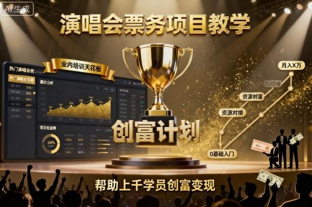 演唱会票务项目教学,业内培训天花板,帮助上千学员创富变现(更新)-三零资源