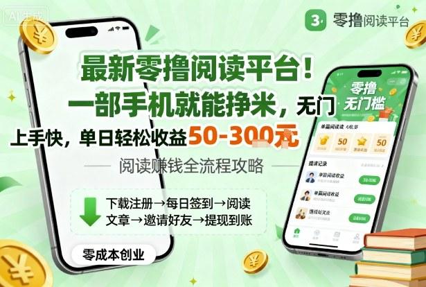 最新零撸阅读平台!一部手机就能挣米,无门槛上手快,单日轻松收益50-3张【揭秘】-三零资源