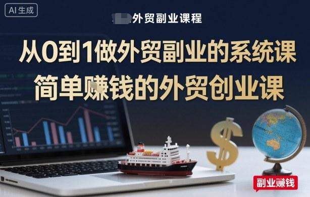 从0到1做外贸副业的系统课，简单賺钱的外贸创业课-三零资源