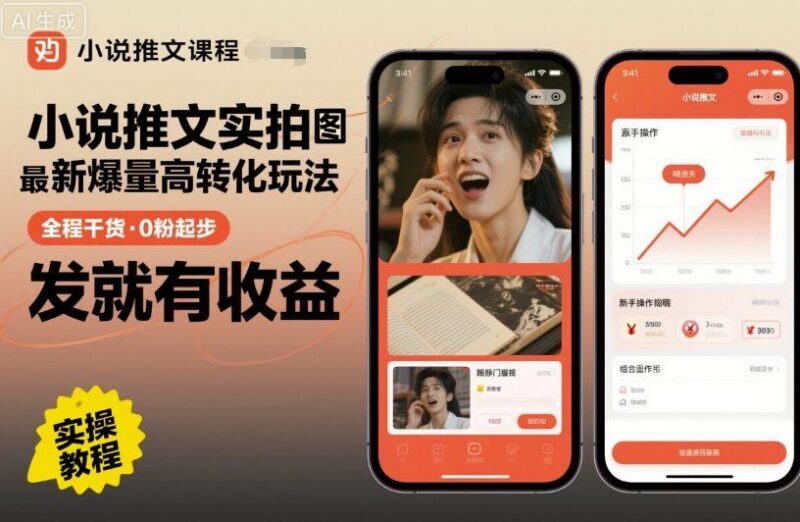 小说推文实拍双图文最新爆量高转化玩法，全程干货，0粉起步，发就有收益-三零资源