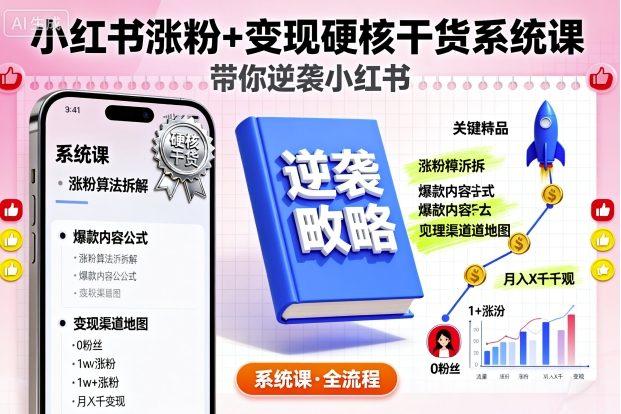小红书涨粉+变现硬核干货系统课,带你逆袭小红书-三零资源