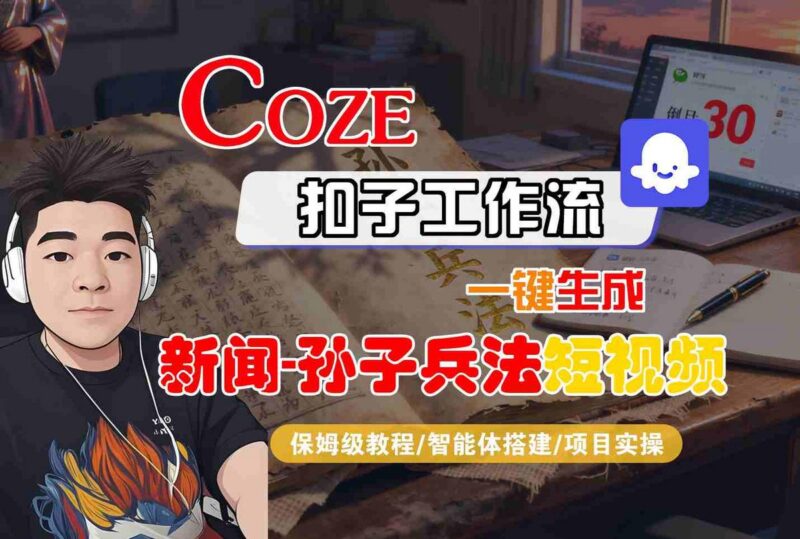 Coze扣子智能体工作流一键生成“新闻-孙子兵法“短视频,全流程保姆级教学-三零资源