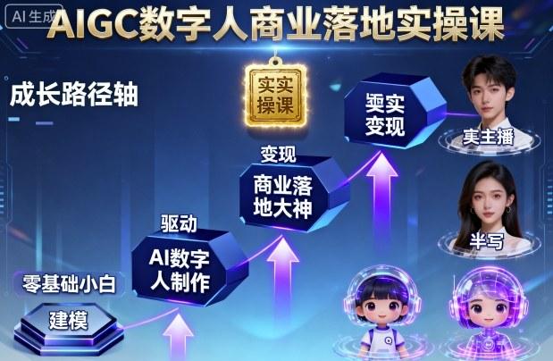 AIGC数字人商业落地实操课,从零基础小白到AI数字人大神-三零资源