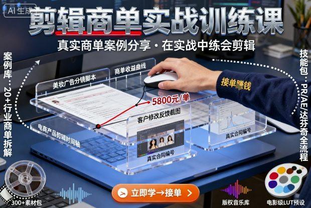剪辑商单实战训练课,真实商单案例分享,在实战中练会剪辑-三零资源