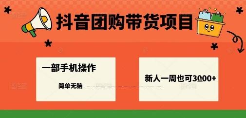 抖音团购带货项目,一部手机简单操作,一周3k+-三零资源