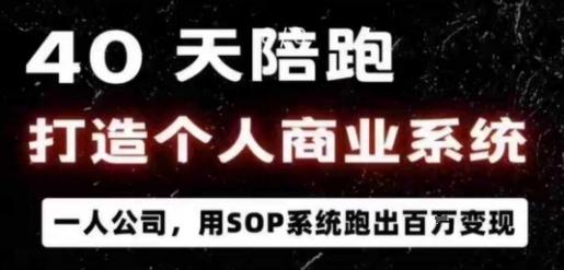 40天陪跑打造个人商业系统,一人公司,用SOP系统跑出百W变现-三零资源