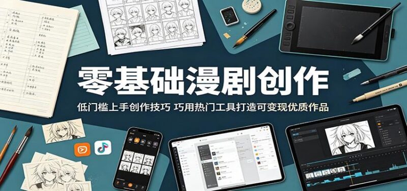 零基础漫剧创作:低门槛上手创作技巧,巧用热门工具打造可变现优质作品-三零资源