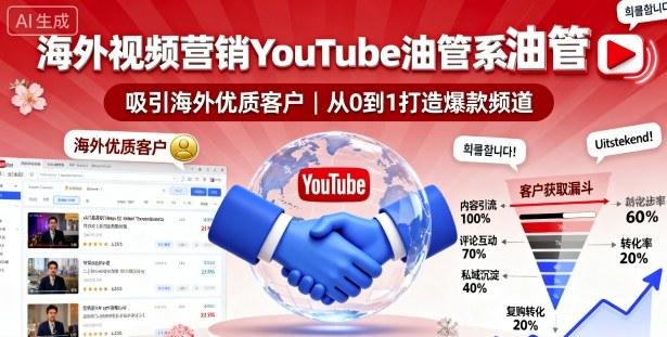 海外视频营销YouTube油管系列课程,吸引海外优质客户-三零资源