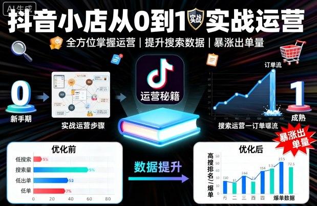 抖音小店从0到1实战运营,帮你全方位掌握小店运营,提升搜索数据与出单量-三零资源