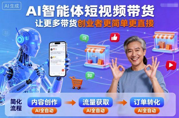 AI智能体短视频带货,让更多带货创业者更简单更直接-三零资源