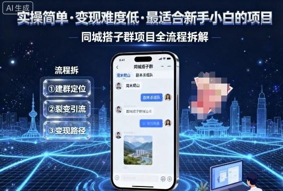 实操简单，变现难度低，最适合新手小白做的项目，每天轻松收入3张，同城搭子群项目全流程拆解-三零资源