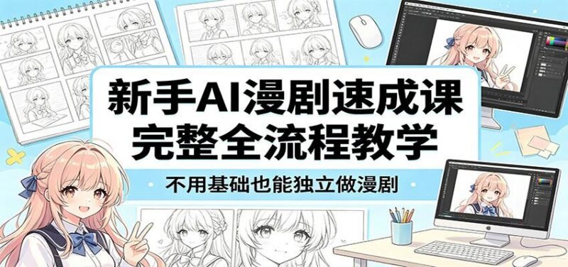 新手AI漫剧速成课:完整全流程教学,不用基础也能独立做漫剧-三零资源