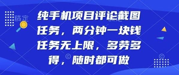 纯手机项目评论截图任务，两分钟一块钱多劳多得，随时随地都能做【揭秘】-三零资源