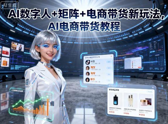 AI数字人+矩阵+电商带货新玩法,AI电商带货教程-三零资源