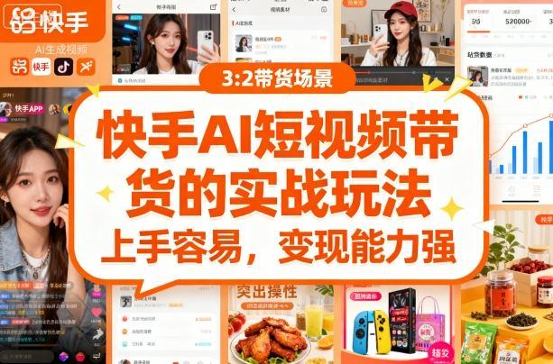 快手ai短视频带货的实战玩法，上手容易，变现能力强-三零资源