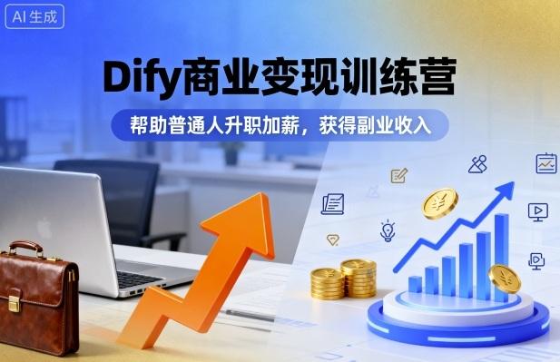 Dify商业变现训练营,帮助普通人升职加薪,获得副业收入-三零资源