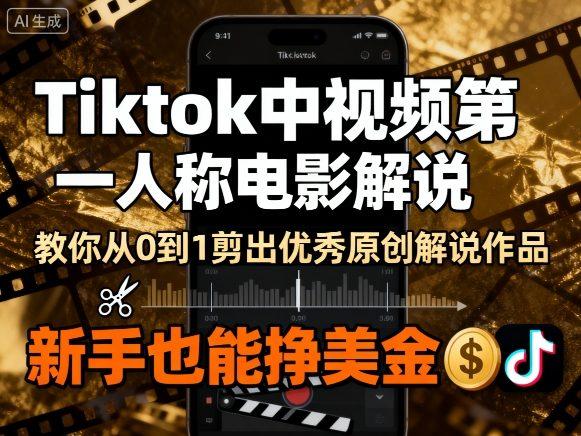 Tiktok中视频第一人称电影解说，教你从0到1剪出一个优秀的原创解说作品，新手也能挣美金-三零资源