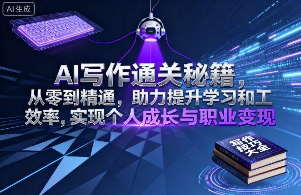 AI写作通关秘籍,从零到精通,助力提升学习和工作效率,实现个人成长与职业变现-三零资源