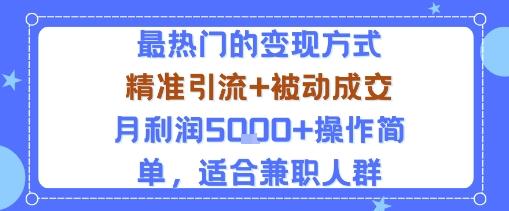 小众赛道玩法：当下最热门的变现方式，精准引流+被动成交月利润5k+操作简单，适合兼职人群-三零资源
