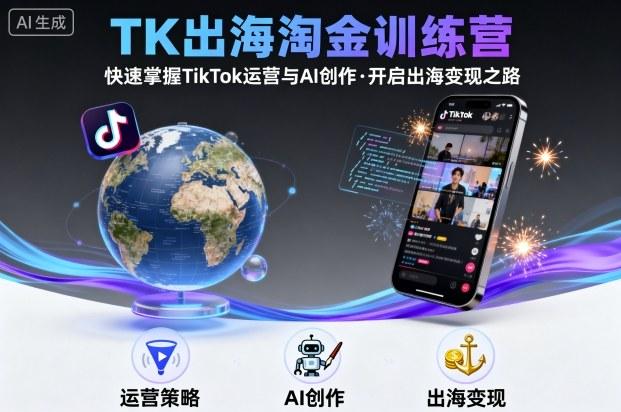 TK出海淘金训练营，助你快速掌握TikTok运营与AI创作，开启出海变现之路-三零资源