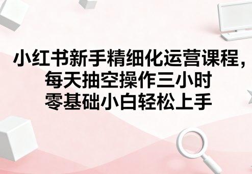 小红书新手精细化运营课程，每天抽空操作三小时，零基础小白轻松上手-三零资源