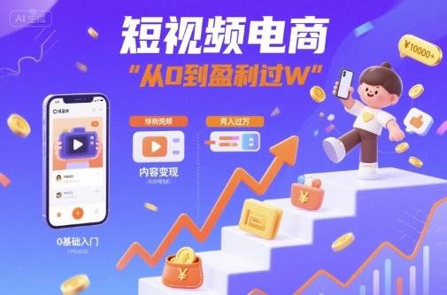 短视频电商：短视频变现从0到盈利过W-三零资源