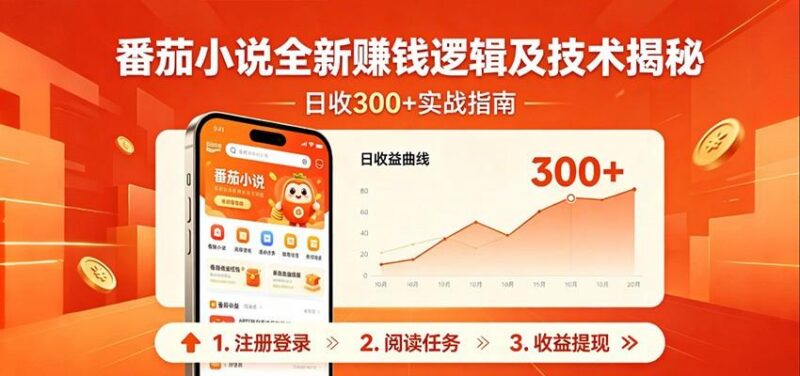 番茄小说全新赚钱逻辑及技术日收300+，小白新书皆可做！无脑赚就行了！-三零资源