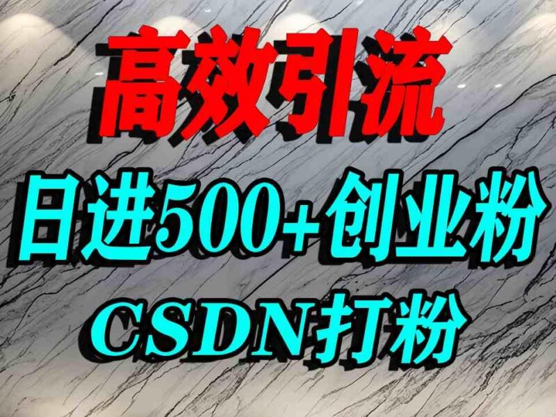 怎么打创业粉?CSDN又一个你不知道的打粉引流神秘平台,单人日引500+精准流量-三零资源